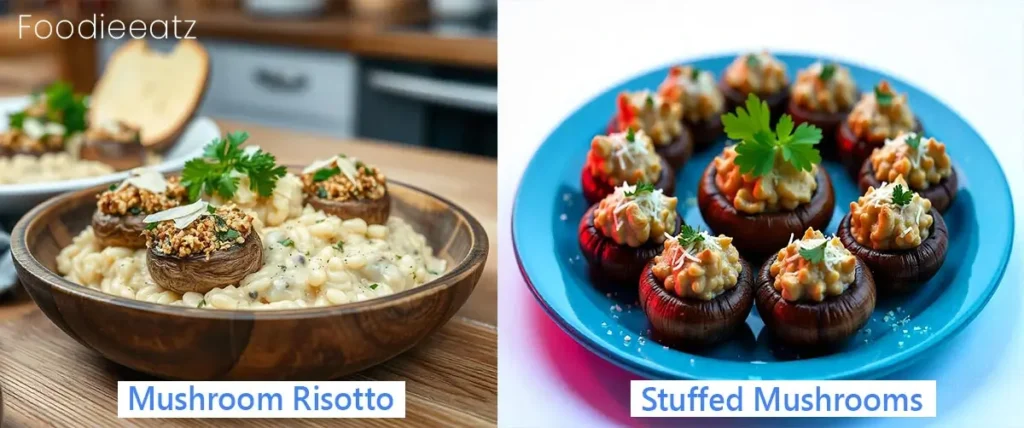 Mushroom Risotto and Stuffed Mushrooms